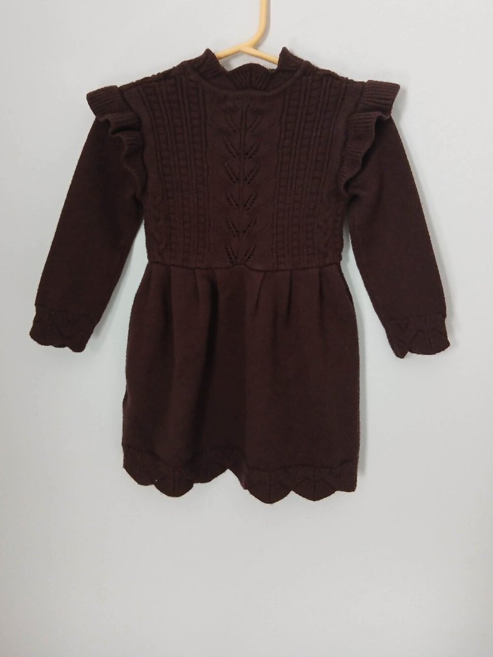 Fliink Brown Knit Ruffle Sweater Dress 12M - GUC